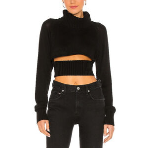 Nbd 'Winston' Black Cropped Turtleneck Sweater Size M